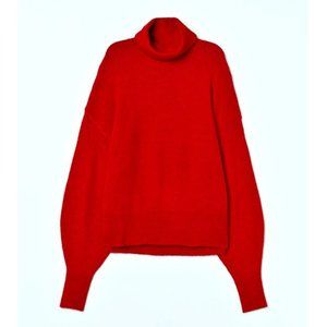H&M Fine-knit Red Turtleneck Sweater, Sz XS